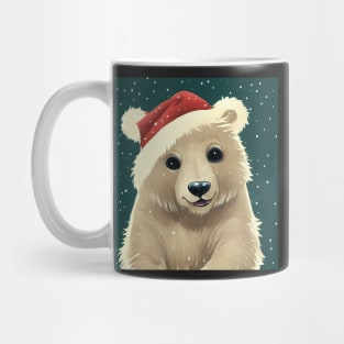 Cute Baby Polar Bear in Santa Hat Mug